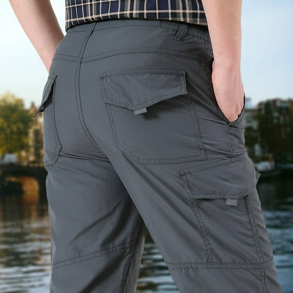 UTTOASFAY Mens Pants Men'S Summer New Style Outdoor Fast-Drying Breathable Sport Trousers Sports Pant Gray L