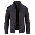 thumbnail image 1 of UTTOASFAY Mens Zip Up Knitted Cardigan Thick Sweater Stand Collar Fleece Lined Warm Black 10(XL), 1 of 8