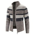 thumbnail image 1 of LoyisViDion Mens Zip Up Knitted Cardigan Thick Sweater Stand Collar Fleece Lined Warm Coffee 6(M), 1 of 7