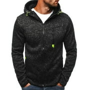 HWRETIE New Men's Hoody Zipper Slim Hoodies Sweatshirts Pullover Coat Jacket Black S