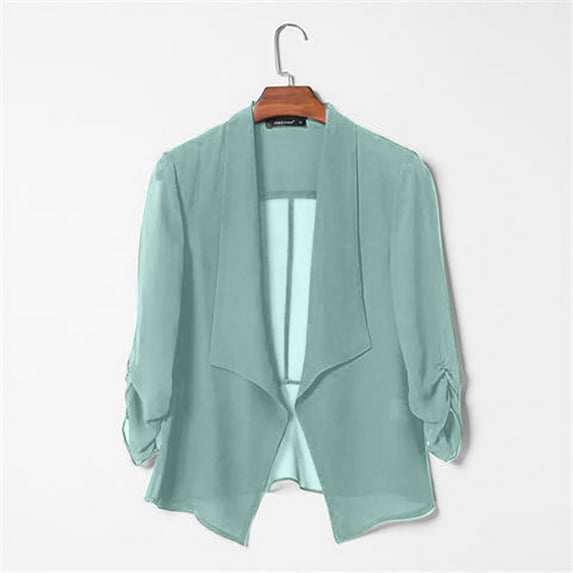 LoyisVidion Flowy Chiffon Evening Cover-Up with Elastic Waist - Women Soft Chiffon Open Front Sheer Long Sleeved Cardigans For Evening Dress