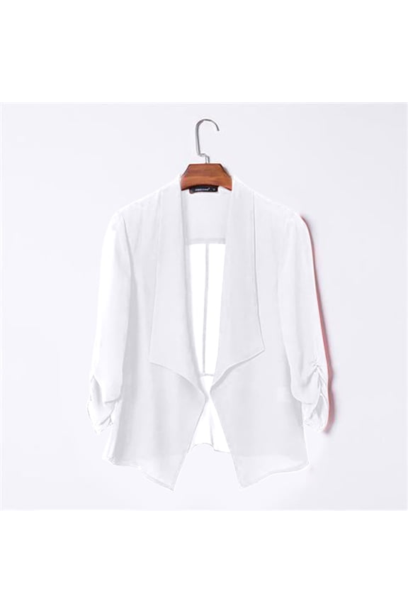 LoyisViDion Plus Size Women's Soft Chiffon Open Front Cardigan - Classic Evening Dress Jacket in White