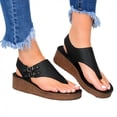 thumbnail image 1 of UTTOASFAY Summer Casual Hollow Split-Toe Women's Herringbone Wedge Sandals Black 10.5(43), 1 of 7
