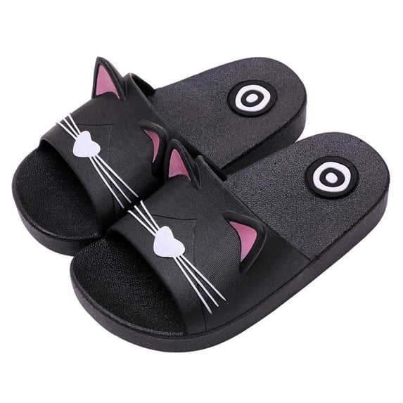 LoyisViDion Toddler Shoes Clearance Baby Kids Girls Boys Home Slippers Shoes Cartoon Floor Family Shoes Beach Sandals Black 9-10Years