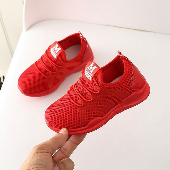 UTTOASFAY Toddler Shoes Children Infant Kids Baby Girls Boys Letter Mesh Shoes Sport Run Sneakers Casual Shoes Red 4-4.5Years