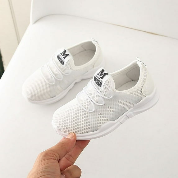 UTTOASFAY Toddler Shoes Children Infant Kids Baby Girls Boys Letter Mesh Shoes Sport Run Sneakers Casual Shoes White 5-5.5Years