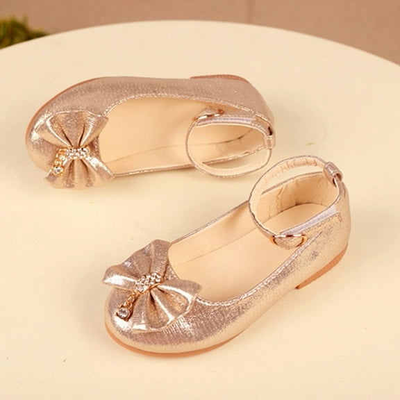 UTTOASFAY Toddler Shoes Children Infant Kids Baby Girls Shoes Bowknot Crystal Dance Shallow Single Shoes Gold 10Years