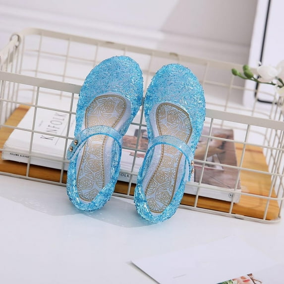 UTTOASFAY Toddler Shoes Kids Sandals Shoes Children Girls Party Crystal Princess Hollow Out Candy Color Shoes Blue 5-5.5Years