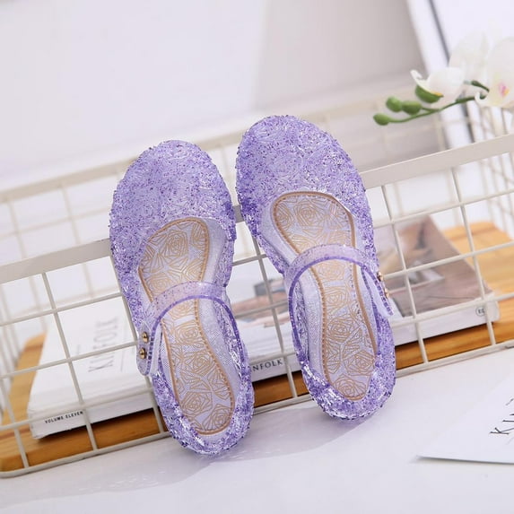 UTTOASFAY Toddler Shoes Kids Sandals Shoes Children Girls Party Crystal Princess Hollow Out Candy Color Shoes Purple 8.5-9Years
