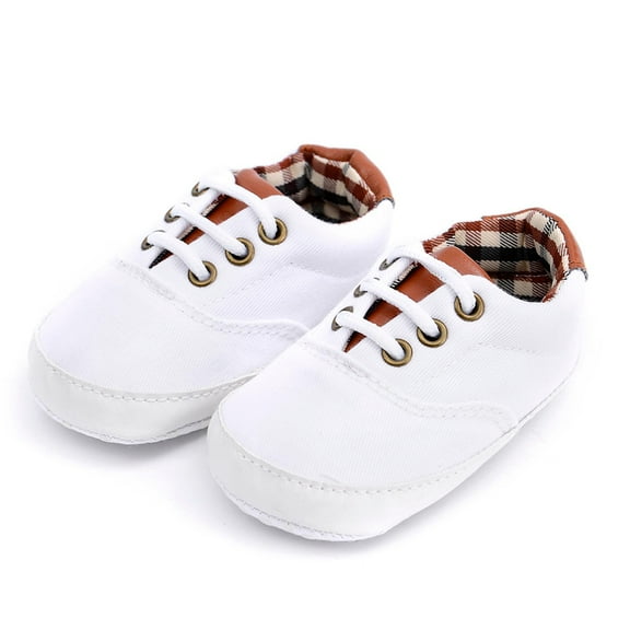 UTTOASFAY Toddler Shoes Newborn Baby Girl Boys Causal Shoes Anti-Slip Shoes Plaid Patchwork Sneakers Prewalker White 6-12 Months