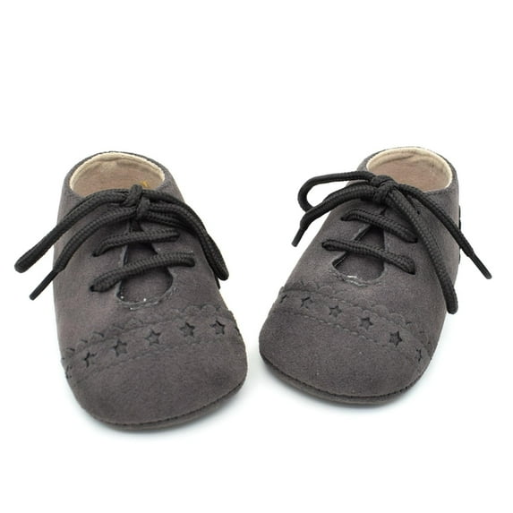 UTTOASFAY Toddler Shoes Newborn Shoes Baby Prewalker Sports Sneakers Suede Leather Moccasins Footwear Dark Gray 0-6 Months