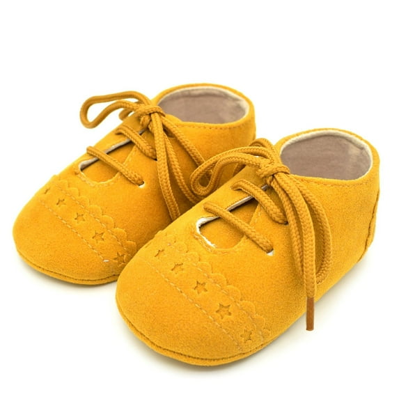 UTTOASFAY Toddler Shoes Newborn Shoes Baby Prewalker Sports Sneakers Suede Leather Moccasins Footwear Yellow 0-6 Months