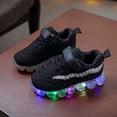 thumbnail image 1 of UTTOASFAY Toddler Shoes Toddler Baby Girls Boys Led Glow Breathable Shoes Kids Flying Knit Sequins Sneakers Black 3-3.5 Year, 1 of 5