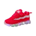 thumbnail image 1 of UTTOASFAY Toddler Shoes Toddler Baby Girls Boys Led Glow Breathable Shoes Kids Flying Knit Sequins Sneakers Red 2-2.5Year, 1 of 9