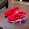 thumbnail image 1 of LoyisViDion Toddler Shoes Clearance Toddler Baby Girls Boys Led Glow Breathable Shoes Kids Flying Knit Sequins Sneakers Red 4-4.5Year, 1 of 9