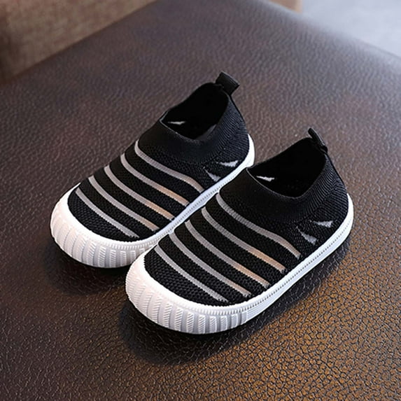 UTTOASFAY Toddler Shoes Toddler Baby Girls Boys Shoes Flying Woven Breathable Casual Shoes Sports Shoes Black 3.5-4 Years