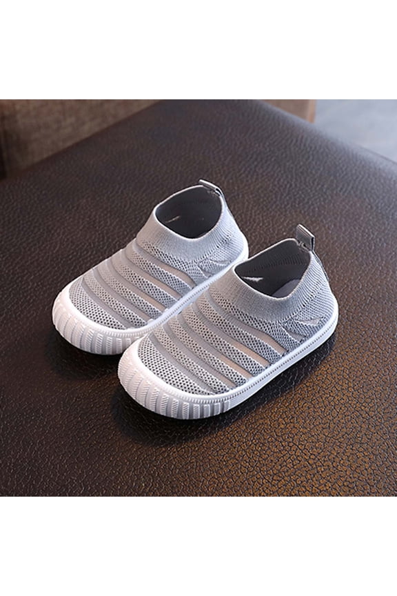 UTTOASFAY Toddler Shoes Toddler Baby Girls Boys Shoes Flying Woven Breathable Casual Shoes Sports Shoes Gray 5-5.5 Years