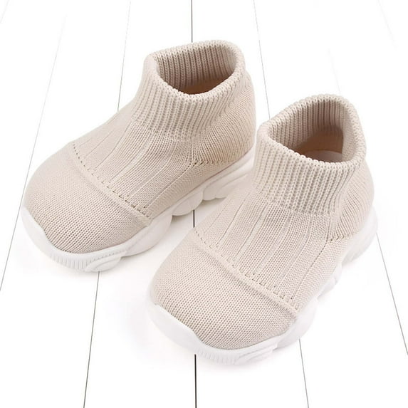 UTTOASFAY Toddler Shoes Toddler Infant Baby Girls Boys Casual Shoes Flying Woven Toddler Shoes Beige 12-15 Months