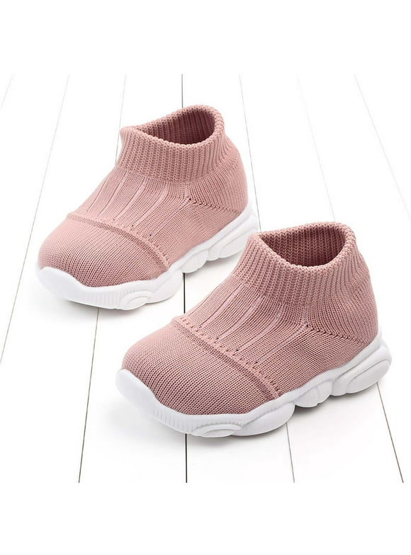 UTTOASFAY Toddler Shoes Toddler Infant Baby Girls Boys Casual Shoes Flying Woven Toddler Shoes Pink 9-12 Months
