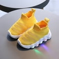 thumbnail image 1 of LoyisViDion Toddler Shoes Clearance Toddler Infant Baby Girls Boys Shoes Illuminated Socks Shoes Flying Knit Casual Shoes Yellow 18-24 Months, 1 of 7
