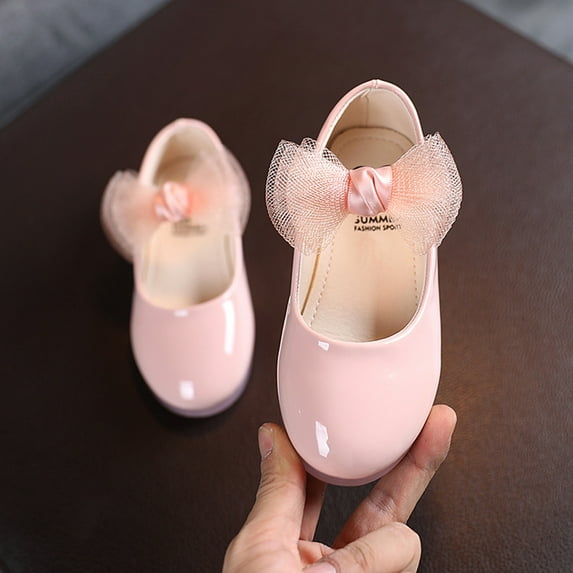 UTTOASFAY Toddler Shoes Toddler Infant Kids Baby Girls Soft Shoes Princess Butterfly Knot Leather Flat Shoes Pink 2-2.5Years