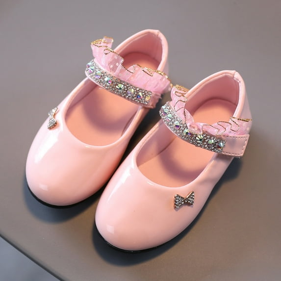 UTTOASFAY Toddler Shoes Toddler Kids Baby Girls Shoes Crystal Princess Shoes Solid Casual Shoes Pink 10.5-11Years