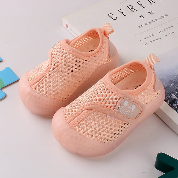 LoyisViDion Toddler Shoes Clearance Toddler Shoes Baby First-Walking Breathable Mesh Infant Boys Girls Soft Trainers Pink 14-17Month
