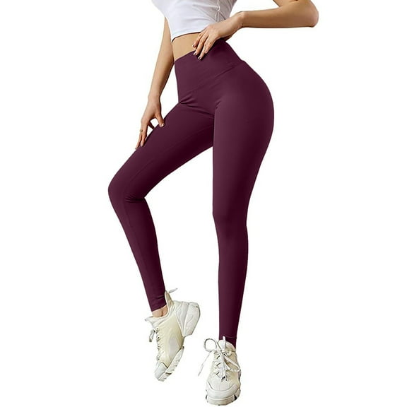UTTOASFAY Woman Pants Fashion Ladies Pure Color Pants Hip Lifting Elastic Fitness Running Yoga Pants Wine S