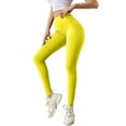 thumbnail image 1 of UTTOASFAY Woman Pants Fashion Ladies Pure Color Pants Hip Lifting Elastic Fitness Running Yoga Pants Yellow L, 1 of 5
