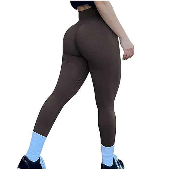 UTTOASFAY Woman Pants Fashion Womens Yoga Pants Leggings Fitness Running Gym Pants Ladies Sports Active Pants Brown 12(XXL)