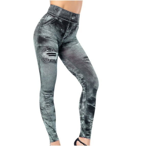 UTTOASFAY Woman Pants Women Casual Pants Imitation Denim Leggings Women'S Super Elastic Ladies Slim Trousers Navy 6(M)
