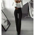 thumbnail image 1 of UTTOASFAY Woman Pants Women Fashion Solid Pants Elasticity Leggings Bell-Bottoms Pants Wine L, 1 of 5