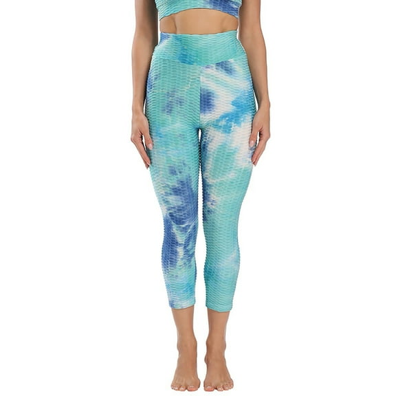 LoyisViDion Woman Pants Women'S High Waist Running Tie-Dye Pants Workout Leggings Yoga Pants Blue L