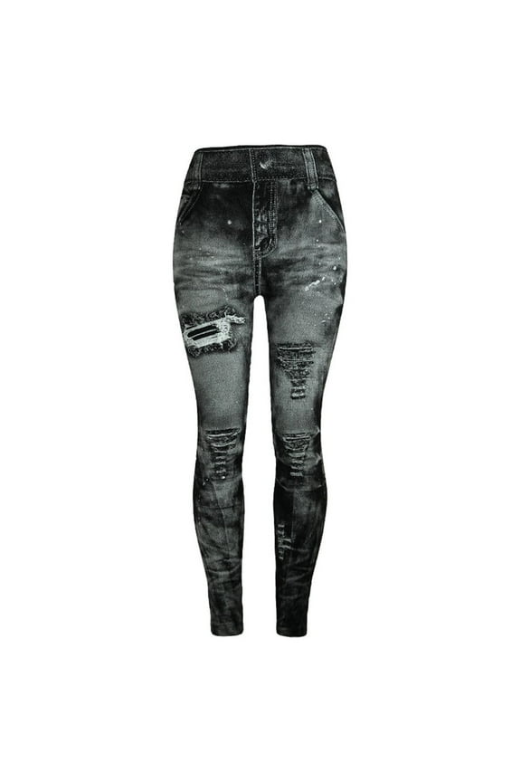 LoyisViDion Woman Pants Clearance Women'S Jeans Bottom Pants Coloured Hip-Up Super Bomb Slim Nine-Minute Pants Gray XL