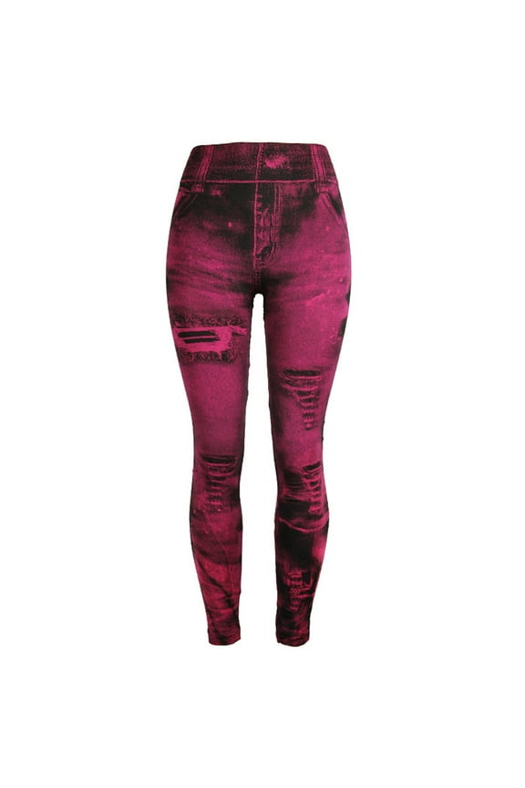 Woman Pants Women'S Jeans Bottom Pants Coloured Hip-Up Super Bomb Slim Nine-Minute Pants Hot Pink XL