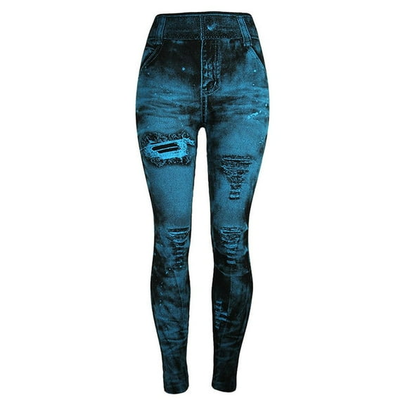 LoyisViDion Woman Pants Clearance Women'S Jeans Bottom Pants Coloured Hip-Up Super Bomb Slim Nine-Minute Pants Light blue L