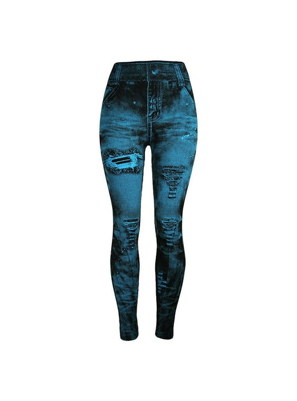 LoyisViDion Woman Pants Clearance Women'S Jeans Bottom Pants Coloured Hip-Up Super Bomb Slim Nine-Minute Pants Light blue M