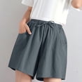 thumbnail image 1 of UTTOASFAY Woman Pants Women'S Shorts High Waist Pants Linen Loose Casual Thin Wide Leg Linen Shorts Gray 12(XL), 1 of 8
