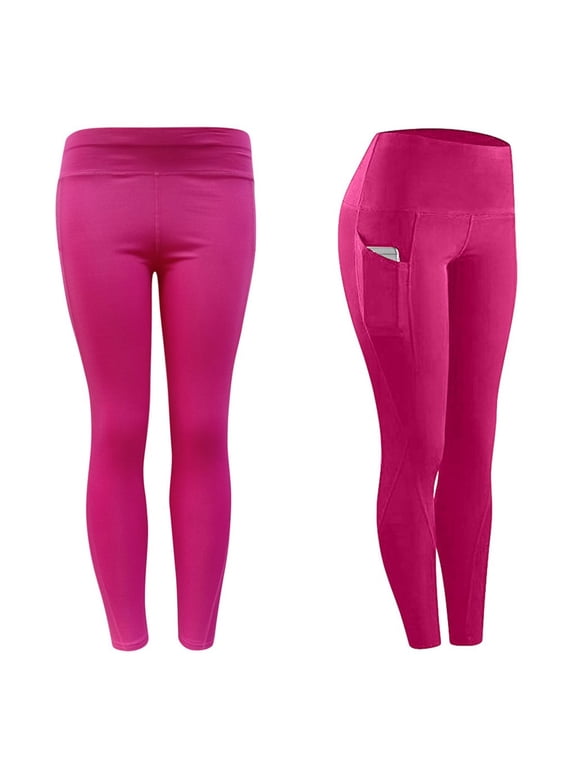 LoyisViDion Woman Pants Clearance Women Workout Out Pocket Pants Leggings Fitness Sports Running Yoga Athletic Pants Hot Pink S