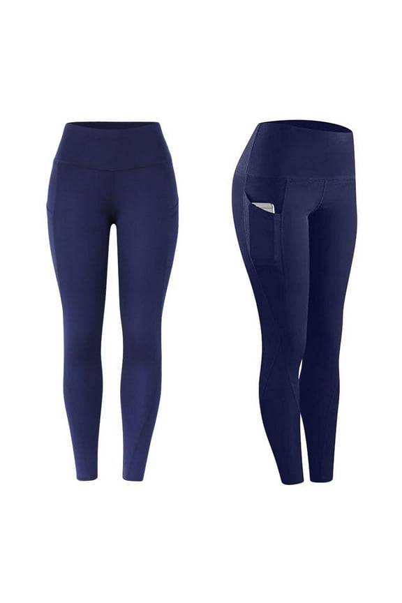 LoyisViDion Woman Pants Clearance Women Workout Out Pocket Pants Leggings Fitness Sports Running Yoga Athletic Pants Navy XL