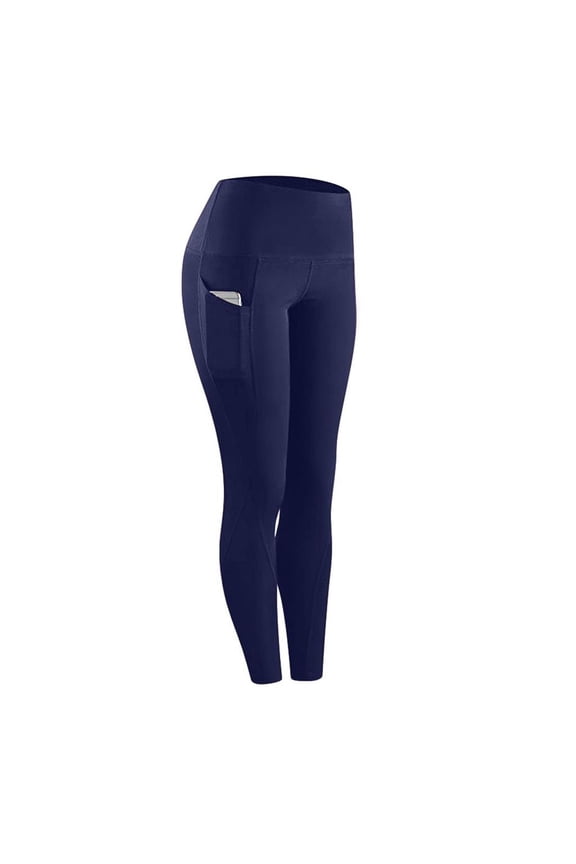 Women Workout Out Pocket Pants Leggings Fitness Sports Running Yoga Athletic Pants,Navy Women's L