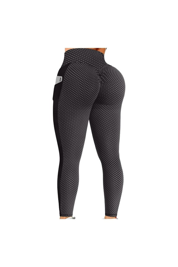 UTTOASFAY Woman Pants Womens High Waist Yoga Pants Tummy Control Slimming Booty Leggings Workout Running Butt Lift Tights with Pockets Black 4(S)