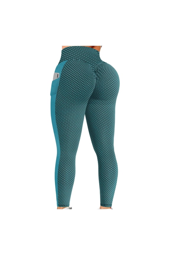 LoyisViDion Woman Pants Clearance Womens High Waist Yoga Pants Tummy Control Slimming Booty Leggings Workout Running Butt Lift Tights with Pockets Green 6(M)