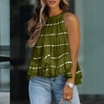 thumbnail image 1 of LoyisViDion Womans Shirts Clearance Fashion Women Printed Halter O-Neck Tank Sleeveless Casual Tee Tops Blouse Green 6(M), 1 of 5