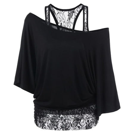 UTTOASFAY Womans Shirts Clearance Women Plus Size Lace Tops Loose Casual Long Sleeve Tops Blouse Shirt Black 16(XXXL)