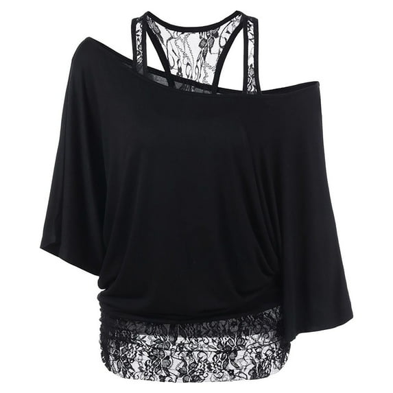 UTTOASFAY Womans Shirts Clearance Women Plus Size Lace Tops Loose Casual Long Sleeve Tops Blouse Shirt Black 16(XXXL)