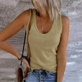 thumbnail image 1 of UTTOASFAY Womans Shirts Women'S Solid Tank Tops Sleeveless U-Neck Base Shirt Summer Casual Workout Tees Khaki 16(XXXXL), 1 of 5
