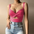 thumbnail image 1 of UTTOASFAY Womans Shirts Women Solid Sexy Appliques Sleeveless Tops Pullover Vest Tank Crop Tops Shirts Hot Pink M, 1 of 6