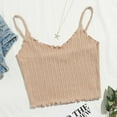 thumbnail image 1 of UTTOASFAY Womans Shirts Women Tops Solid Sleeveless Pullover Vest Tank Crop Shirts Beige S, 1 of 9
