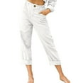 thumbnail image 1 of UTTOASFAY Woman Pants Women Casual Pants Solid Color Pockets Buttons Elastic Waist Comfortable Straight Pants White 12(XXL), 1 of 5